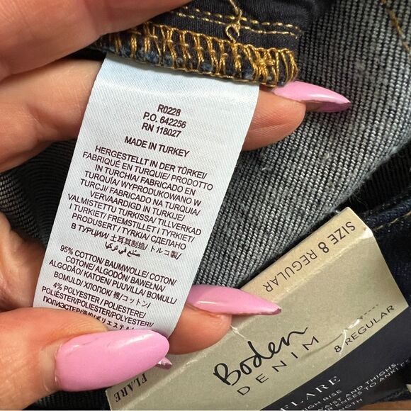 Boden Flare High Rise Dark Indigo Stretch Jeans Size 8 NWT - Picture 8 of 11